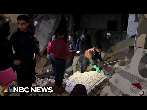 Video shows Palestinians searching for survivors after deadly Israeli airstrike