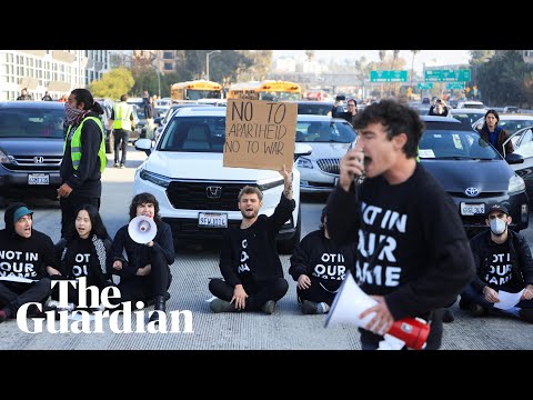 Dozens of activists block Los Angeles highway calling for Gaza ceasefire