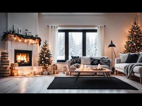 Winter jazz fireplace  🎄 relaxing ambience relaxing tea and coffee time for the holidays