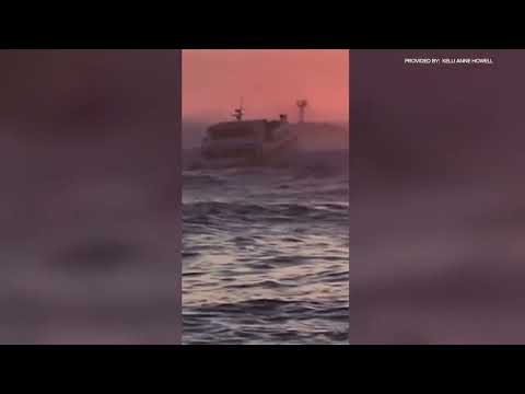 Video: Boats take on huge waves near San Diego beach