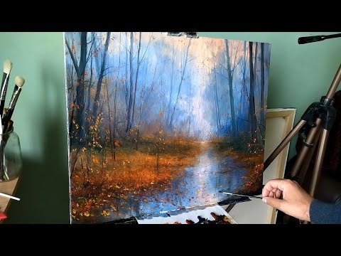 OCTOBER DAY. How to Paint an Autumn Landscape. Full video