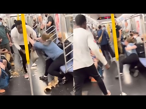 Karen Gets Beaten &lsquo;BLOODY&rsquo; After ATTACKING Black Men On NYC Subway!!