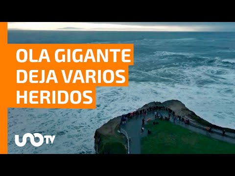 &iexcl;Corren por su vida! Ola gigante golpea a turistas en California; deja heridos y da&ntilde;os