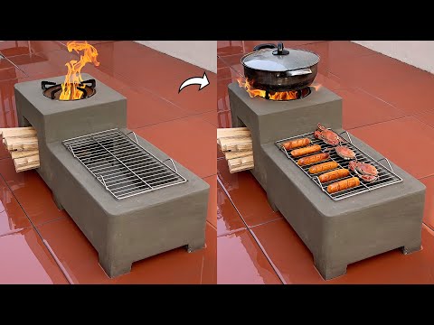 Build a 2 in 1 outdoor wood stove with cement and old Styrofoam - Simple ideas for wood stoves