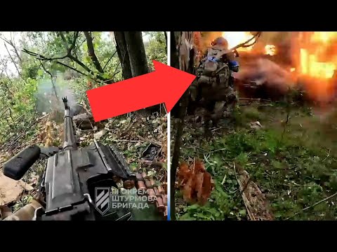 Ukraine soldiers attack Russian trench as one comrade gets hit by enemy explosive