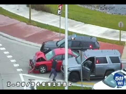 Suspect SLAMS Van During Wisconsin Police Chase