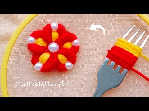 It's so Beautiful 💖🌟 Superb Flower Making Idea with Wool - Hand Embroidery Amazing Flower Design