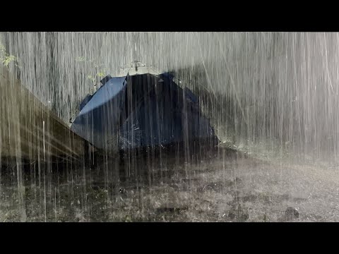 Wonderful Deep Sleep on Rainy Night | Heavy Pouring Rain on Tent &amp; Loud Thunder Sounds | White Noise