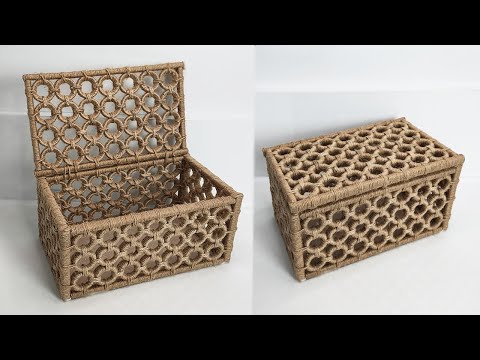 DIY - MAKING DECORATİVE CHEST with Plastic Bottle Caps, Jute Rope and Wooden Stick