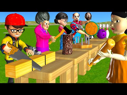 Scary Teacher 3D vs Squid Game Wooden Door Water Sprayer 5 Times Challenge Miss T vs Granny Loser