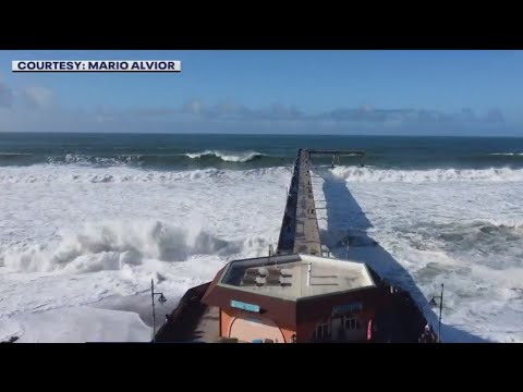 Pacifica pier damaged and closed because of the waves