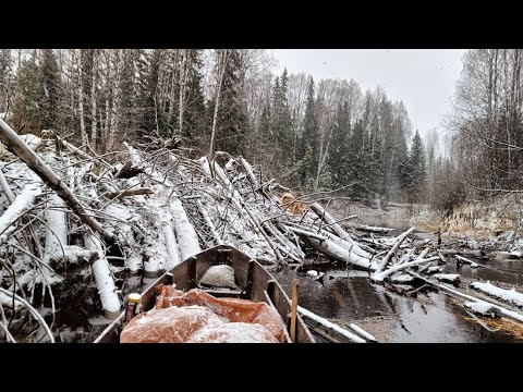 СПЛАВ ПО ТАЁЖНОЙ РЕКЕ. ЕЛЕ ПРОШЁЛ ОПАСНЫЙ ЗАВАЛ. ОСТАНОВКА НА ПЕРВУЮ ИЗБУ. Заключительная 29 серия.