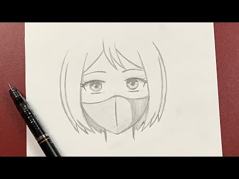 Easy anime drawing | how to draw anime girl wearing a mask easy step-by-step