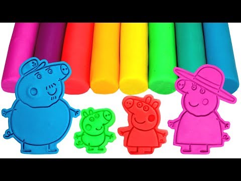 Learn Colors with Peppa Pig Family &amp; Friends Play Doh Molds