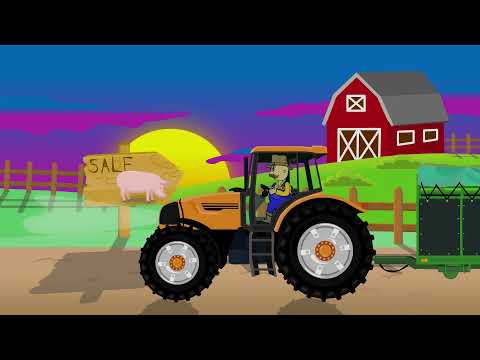 Pig Purchase - Colorful Animated Farm and Working Farmers - Tractors at Work