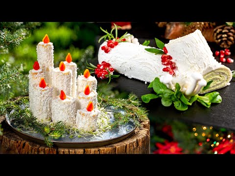 Edible Candles and Tree Stump Roulade - perfect for the holiday table