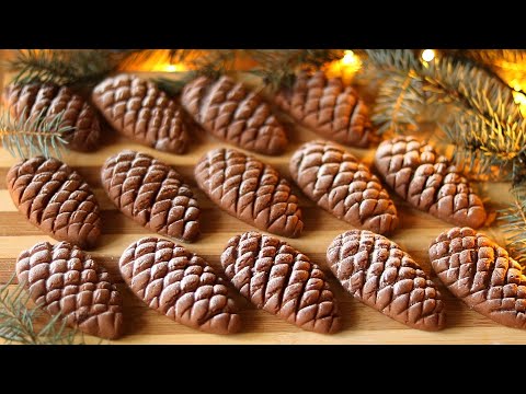 EASY AS PIE! COOKIES &quot;CONES 3&quot; Chocolate CHRISTMAS Shortbread COOKIES with Filling. Baking for TEA