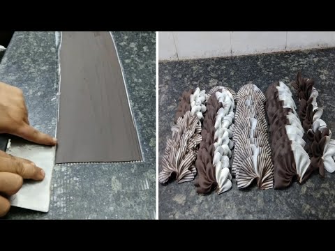 Dark Compound And White Compound Chocolate Garnish Design |Fan Chocolate Garnish Recipe