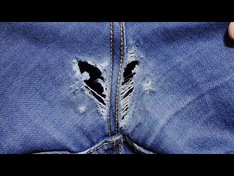 The perfect solution to repair holes in jeans between the legs in an incredible and magical way