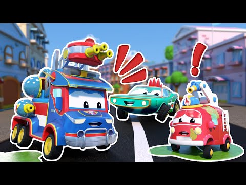 FIRE TRUCK stops the SLIME ATTACK! | Super Truck Rescue team | Car &amp; Vehicals Cartoon for Kids