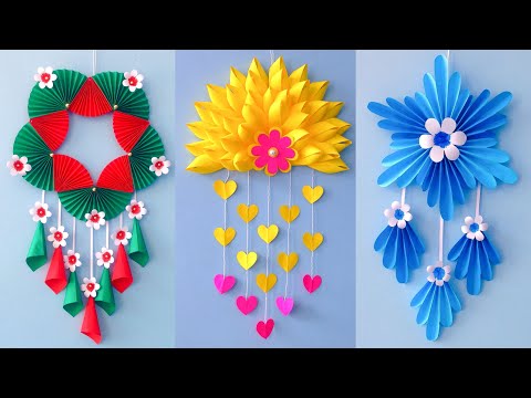 3 Unique Flower Wall Hanging / Quick Paper Craft For Home Decoration / Easy Wall Mate DIY Wall Decor