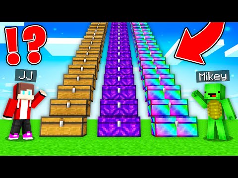 JJ and Mikey Found The LONGEST CHEST STAIRS in Minecraft Maizen!