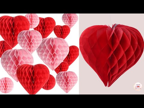 DIY Tissue Paper Honeycomb Ball||Paper Decorations ideas|DIY Paper Ball|DIY Valentines Day Crafts