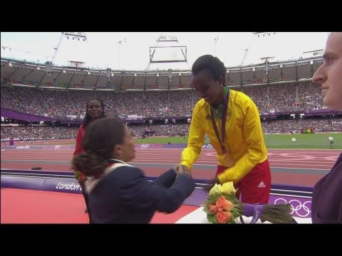 10000m Victory Ceremony - Tirunesh Dibaba (ETH) Receives Gold Medal - London 2012 Olympics