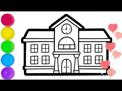 How to drawing Painting&amp;Coloring a house for kids &amp; Toddlers : Let's drawing colorful house