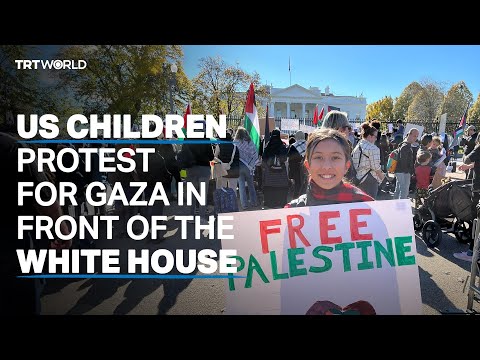 US children protest for Gaza in front of the White House