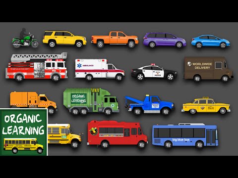 Learning Street Vehicles Names and Sounds for Kids - Learn Cars, Trucks, Fire Engines &amp; More