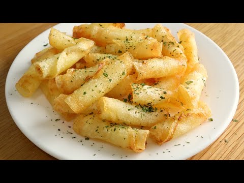 Only 3 Ingredients, Double Crispy Fried Potatoes | Potato Roll Chips, Potato Snacks