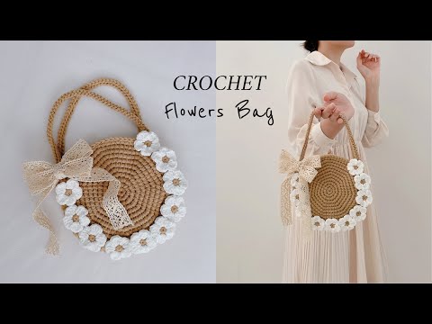 Crochet flower bag | M&oacute;c t&uacute;i x&aacute;ch tay hoa nh&iacute;