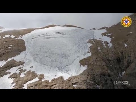 Marmolada, com&amp;rsquo;era il seracco di ghiaccio prima del crollo: le immagini dal drone