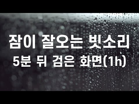 정말 잠이 잘오는 빗소리 5분 뒤 검은 화면 1h