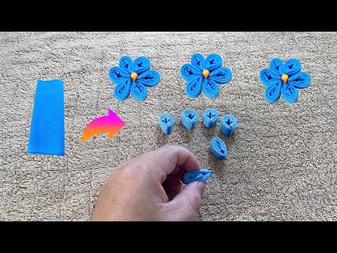 How to make flowers from scrap cloth strips. Simple fabric.