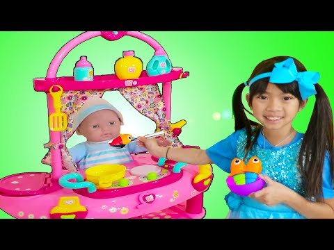 Emma Pretend Play w/ Little Cry Baby Doll Nursery Play House Playset