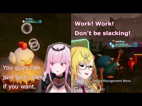 [Hololive EN / ID] The difference in Calli and Kaela's Pal treatment... (Palworld)