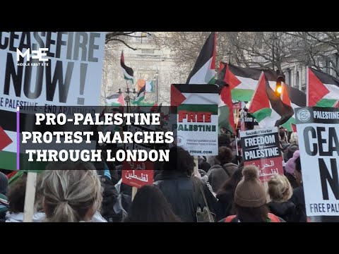 Massive pro-Palestine protest in London to demand a permanent ceasefire