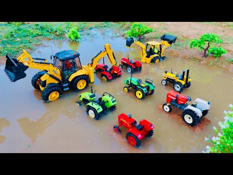 Muddy Auto Rikhshaw And Tractor Help JCB And Water Jump Muddy Cleaning| Tractor Video|JCB Video