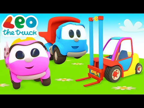 Car cartoon full episodes &amp; street vehicles for kids - Leo the Truck &amp; a loader. Trucks for kids.