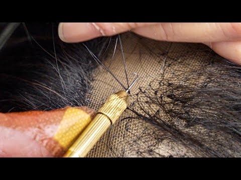 Process of Planting Someone else's Hair For The Bald Head. Korean Wig Master Craftsman