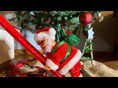 Animated Musical Jingle Bells Santa Claus Climbing Ladder Christmas Tree Decoration Toy Kids Gift