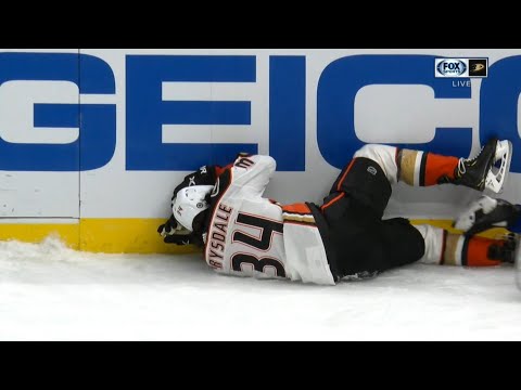 Jamie Drysdale Loses An Edge, Ends Up Hitting Back Of Head Against Boards