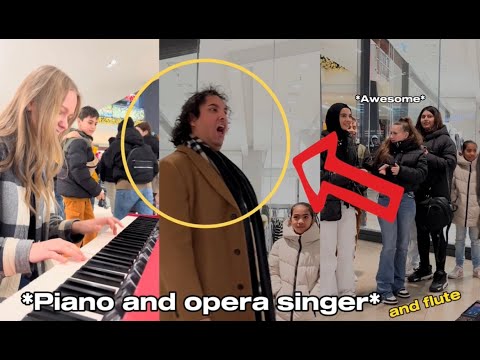 A famous OPERA SINGER  and a FLUTE join piano girl in a MALL 🤯🤯