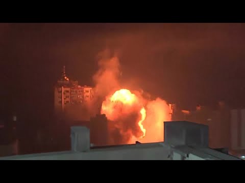 Explosions as Israel Strikes Gaza, Building Collapses