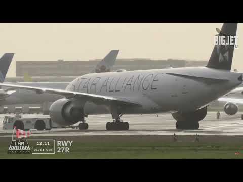 Watch again: Planes land at Heathrow airport as Storm Isha hits UK