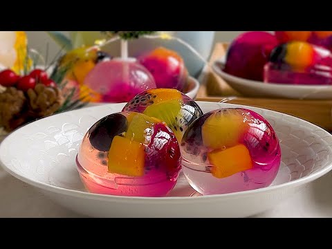 Fruit Agar-agar Jelly Balls for Christmas, Agar-agar Jelly recipes | 果冻球食谱, 燕菜糕食谱