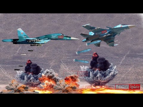 Finally SU-34 bomber jet flew at low level dropping bombs