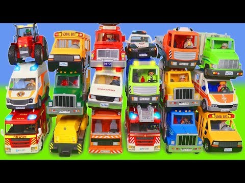 Excavator, Fire Truck, Garbage Trucks, Tractor &amp; Police Cars Toy Vehicles for Kids